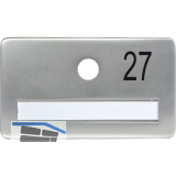 SOLIDO Namensschild ohne Spion, Bohrung � 14, Alu silber eloxiert, Gravur Nr. 27
