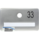 SOLIDO Namensschild ohne Spion, Bohrung � 14, Alu silber eloxiert, Gravur Nr. 33