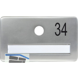 SOLIDO Namensschild ohne Spion, Bohrung � 14, Alu silber eloxiert, Gravur Nr. 34