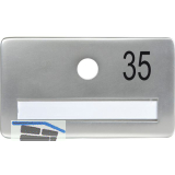 SOLIDO Namensschild ohne Spion, Bohrung � 14, Alu silber eloxiert, Gravur Nr. 35