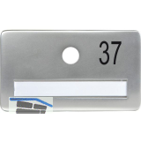 SOLIDO Namensschild ohne Spion, Bohrung � 14, Alu silber eloxiert, Gravur Nr. 37