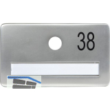 SOLIDO Namensschild ohne Spion, Bohrung � 14, Alu silber eloxiert, Gravur Nr. 38