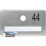 SOLIDO Namensschild ohne Spion, Bohrung � 14, Alu silber eloxiert, Gravur Nr. 44