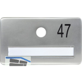 SOLIDO Namensschild ohne Spion, Bohrung � 14, Alu silber eloxiert, Gravur Nr. 47