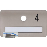 SOLIDO Namensschild ohne Spion, Bohrung � 14, Edelstahl satiniert, Gravur Nr. 4