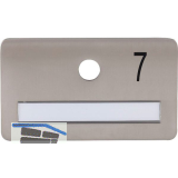 SOLIDO Namensschild ohne Spion, Bohrung � 14, Edelstahl satiniert, Gravur Nr. 7