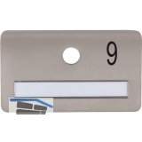 SOLIDO Namensschild ohne Spion, Bohrung � 14, Edelstahl satiniert, Gravur Nr. 9
