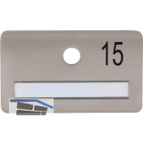 SOLIDO Namensschild ohne Spion, Bohrung � 14, Edelstahl satiniert, Gravur Nr. 15