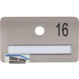 SOLIDO Namensschild ohne Spion, Bohrung � 14, Edelstahl satiniert, Gravur Nr. 16