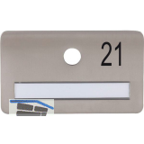 SOLIDO Namensschild ohne Spion, Bohrung � 14, Edelstahl satiniert, Gravur Nr. 21
