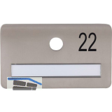 SOLIDO Namensschild ohne Spion, Bohrung � 14, Edelstahl satiniert, Gravur Nr. 22