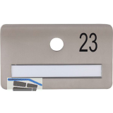 SOLIDO Namensschild ohne Spion, Bohrung � 14, Edelstahl satiniert, Gravur Nr. 23