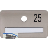 SOLIDO Namensschild ohne Spion, Bohrung � 14, Edelstahl satiniert, Gravur Nr. 25