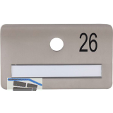 SOLIDO Namensschild ohne Spion, Bohrung � 14, Edelstahl satiniert, Gravur Nr. 26
