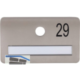 SOLIDO Namensschild ohne Spion, Bohrung � 14, Edelstahl satiniert, Gravur Nr. 29