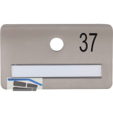 SOLIDO Namensschild ohne Spion, Bohrung � 14, Edelstahl satiniert, Gravur Nr. 37