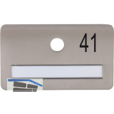 SOLIDO Namensschild ohne Spion, Bohrung � 14, Edelstahl satiniert, Gravur Nr. 41