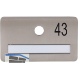 SOLIDO Namensschild ohne Spion, Bohrung � 14, Edelstahl satiniert, Gravur Nr. 43
