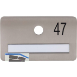SOLIDO Namensschild ohne Spion, Bohrung � 14, Edelstahl satiniert, Gravur Nr. 47