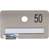 SOLIDO Namensschild ohne Spion, Bohrung � 14, Edelstahl satiniert, Gravur Nr. 50