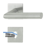 HOPPE Dr�ckergarnitur AMSTERDAM - eckig Flachrosette BB, Edelstahl matt