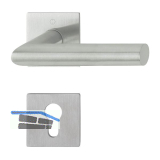 HOPPE Dr�ckergarnitur AMSTERDAM - eckig Flachrosette PZ, Edelstahl matt