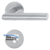 HOPPE Dr�ckergarnitur AMSTERDAM - auf Flachrosette, rund BB, Edelstahl matt