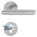 HOPPE Dr�ckergarnitur AMSTERDAM - auf Flachrosette, rund PZ, Edelstahl matt