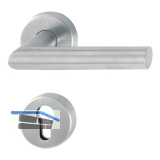 Dr�ckergarnitur AMSTERDAM - auf Rosette PZ, 40 - 45, Edelstahl matt