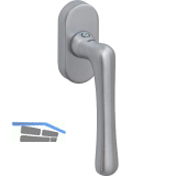 GRUNDMANN Fenstergriff WG ELEGANT - m. Rast., VK 7 x 35mm,Messing verchromt sat.