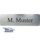 Namensschild eckig mit Gravur, Edelstahl Effekt