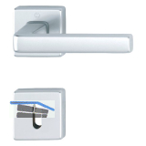 Dr�ckergarnitur DUBLIN auf Rosette eckig BB, Aluminium silber eloxiert