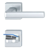 Dr�ckergarnitur DUBLIN auf Rosette eckig WC, Aluminium silber eloxiert