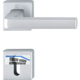 Dr�ckergarnitur DUBLIN auf Rosette eckig PZ, Aluminium verchromt matt