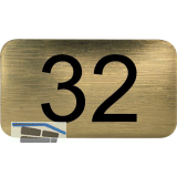 Nummernschild selbstklebend, 35 x 20 mm, Type 32, Kunststoff gold metallic