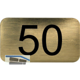Nummernschild selbstklebend, 35 x 20 mm, Type 50, Kunststoff gold metallic