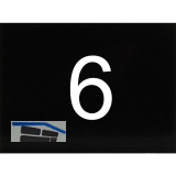 Nummernschild selbstklebend, 40 x 30 mm, Type 6, Kunststoff schwarz gl�nzend
