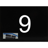 Nummernschild selbstklebend, 40 x 30 mm, Type 9, Kunststoff schwarz gl�nzend