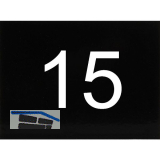 Nummernschild selbstklebend, 40 x 30 mm, Type 15, Kunststoff schwarz gl�nzend
