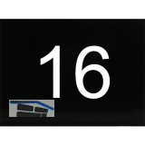 Nummernschild selbstklebend, 40 x 30 mm, Type 16, Kunststoff schwarz gl�nzend
