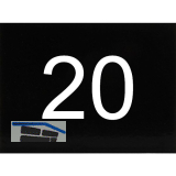 Nummernschild selbstklebend, 40 x 30 mm, Type 20, Kunststoff schwarz gl�nzend