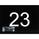 Nummernschild selbstklebend, 40 x 30 mm, Type 23, Kunststoff schwarz gl�nzend