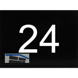Nummernschild selbstklebend, 40 x 30 mm, Type 24, Kunststoff schwarz gl�nzend