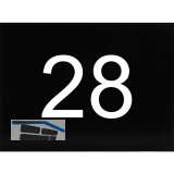 Nummernschild selbstklebend, 40 x 30 mm, Type 28, Kunststoff schwarz gl�nzend