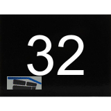 Nummernschild selbstklebend, 40 x 30 mm, Type 32, Kunststoff schwarz gl�nzend