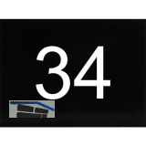Nummernschild selbstklebend, 40 x 30 mm, Type 34, Kunststoff schwarz gl�nzend