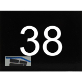 Nummernschild selbstklebend, 40 x 30 mm, Type 38, Kunststoff schwarz gl�nzend