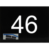 Nummernschild selbstklebend, 40 x 30 mm, Type 46, Kunststoff schwarz gl�nzend