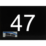 Nummernschild selbstklebend, 40 x 30 mm, Type 47, Kunststoff schwarz gl�nzend