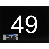Nummernschild selbstklebend, 40 x 30 mm, Type 49, Kunststoff schwarz gl�nzend
